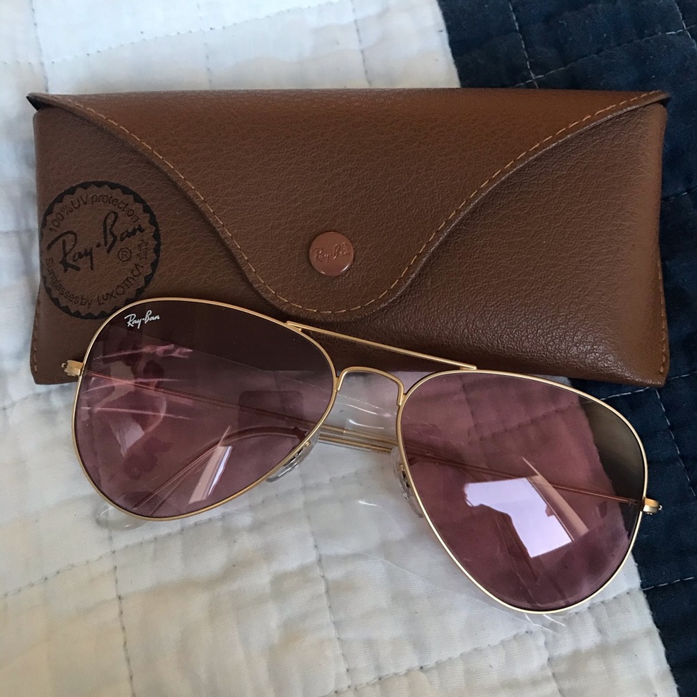 Ray Ban Aviator Pink Lens with Gold Frame